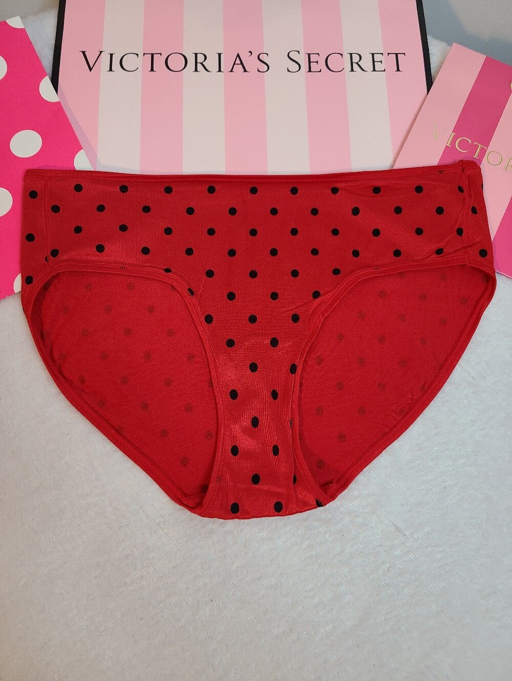 Y2K Victoria's Secret Fabulous Satin Classic Hiphugger Panty Size Lg Dots